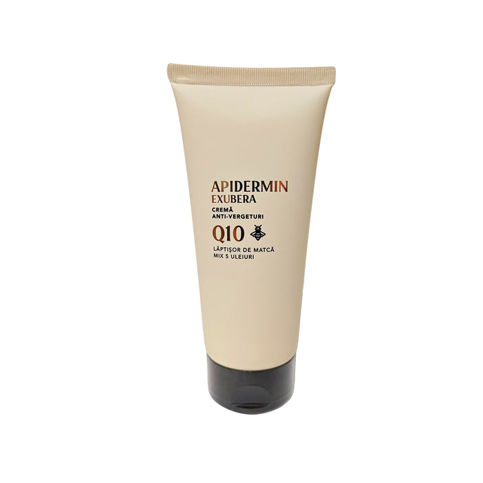 Cremă de corp Apidermin Exubera antivergeturi cu Q10, lăptișor de matcă și mix de 5 uleiuri, 200 ml