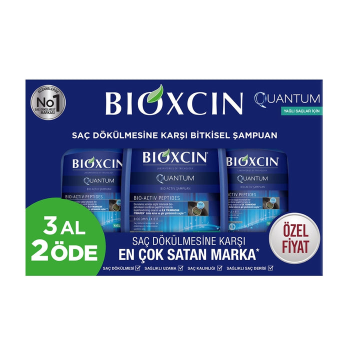 Șampon Bioxcin Quantum pentru păr gras, 3 x 300 ml
