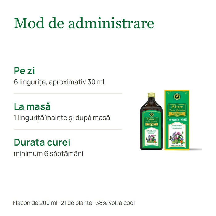 Supliment alimentar Hypericum Impex Bitter Ierburile vieții, extract hidroalcoolic din 21 de plante, 200 ml