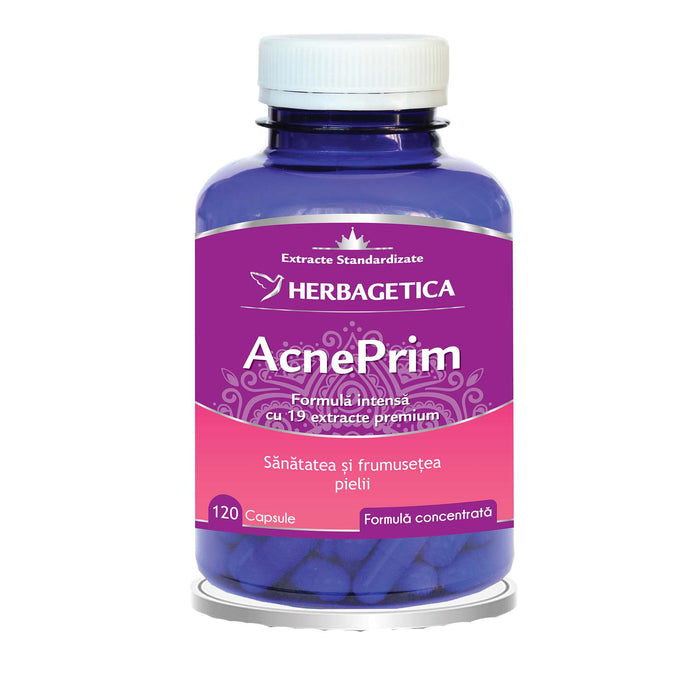 Supliment alimentar Herbagetica AcnePrim, 120 capsule