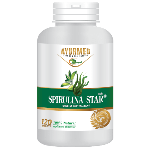 Supliment alimentar Star International Spirulina Star, cu spirulină și ashwagandha, 120 comprimate