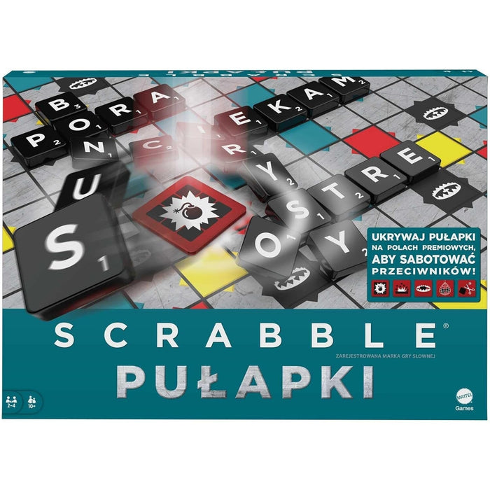 Joc de societate Mattel Scrabble Pułapki, limba poloneză, 2-4 jucători, 10+ ani
