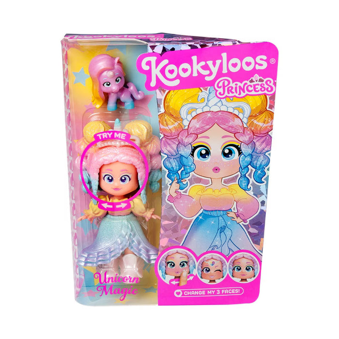 Păpușă Magicbox Kookyloos Princess, Unicorn Magic, 3 expresii și animaluț unicorn