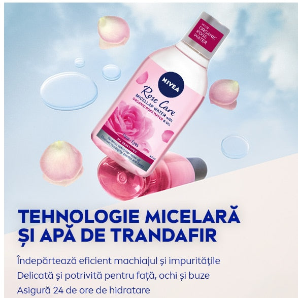 Apă micelară Nivea Rose Care cu apă de trandafiri, pentru toate tipurile de ten, 400 ml