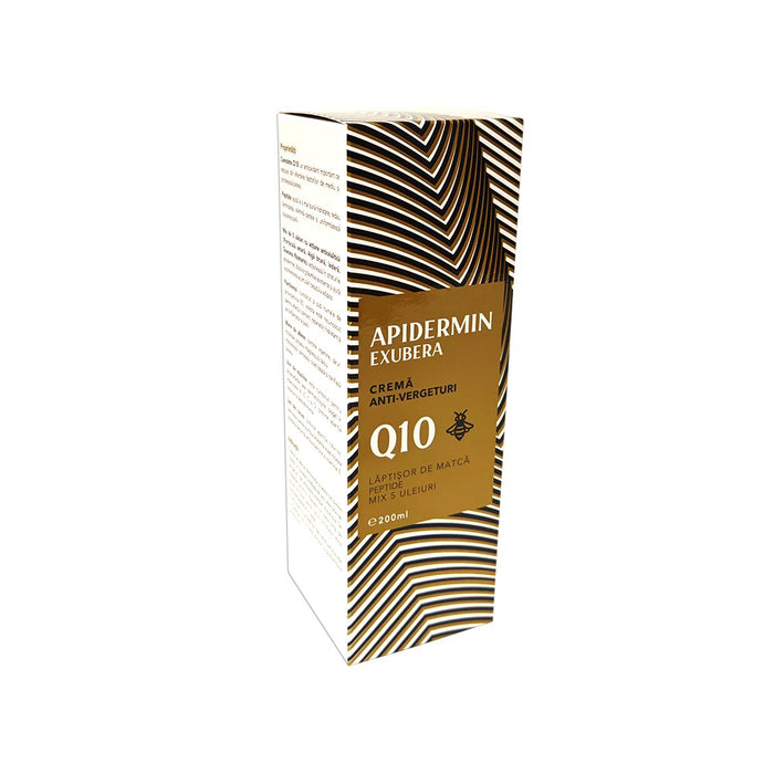 Cremă de corp Apidermin Exubera antivergeturi cu Q10, lăptișor de matcă și mix de 5 uleiuri, 200 ml