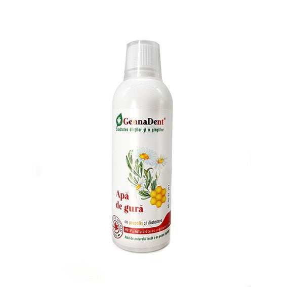 Apă de gură VivaNatura GennaDent cu propolis și diatomee, fără alcool, 500 ml