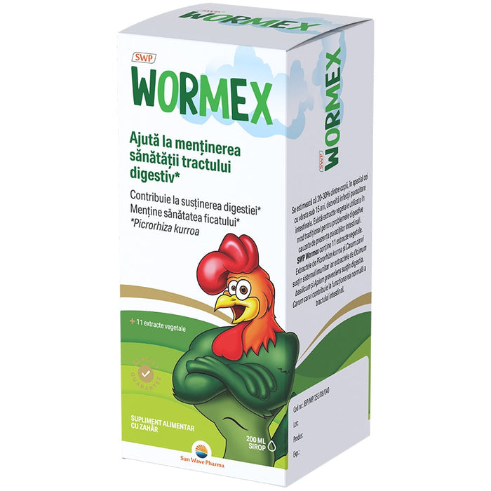 Supliment alimentar Sun Wave Pharma Wormex, sirop cu 11 extracte vegetale, 200 ml