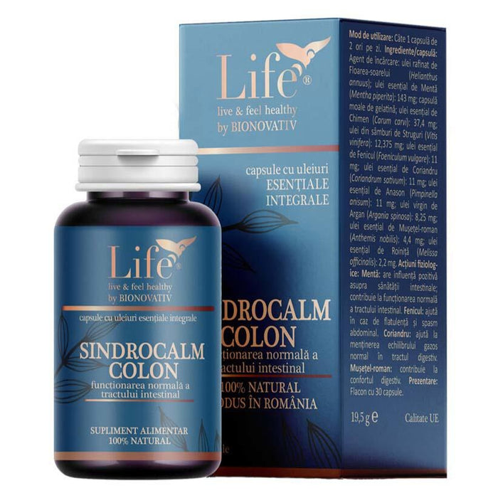 Supliment alimentar Bionovativ Sindrocalm Colon cu uleiuri esențiale, 30 capsule