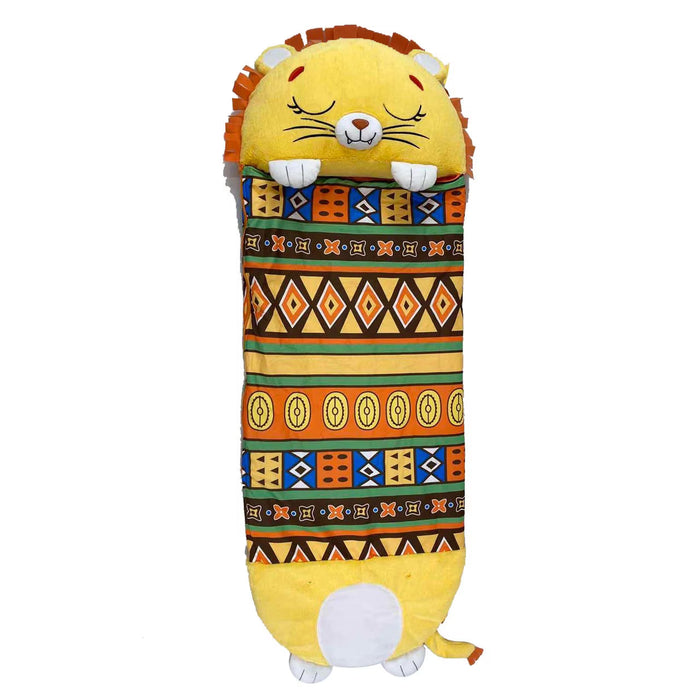 Pernă de pluș cu sac de dormit Unknown Happy Nappers, Leul Lex, 137 cm