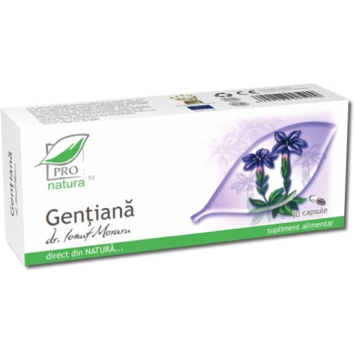 Supliment alimentar Medica Gentiana, cu rădăcină și rizomi de gențiană, 30 capsule