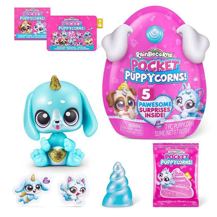 Figurină surpriză Zuru Rainbocorns Pocket Puppycorns, 5 surprize, 3+ ani, diverse modele
