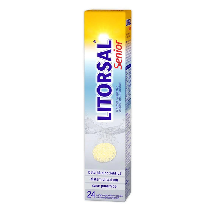 Supliment alimentar Zdrovit Litorsal Senior, cu vitamine și minerale, aromă de portocale, 24 comprimate efervescente