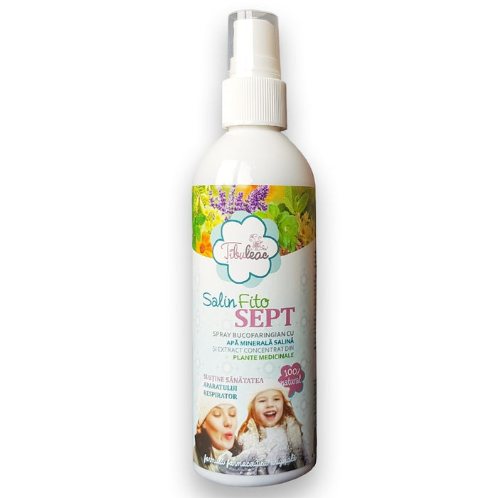 Spray bucofaringian Tibuleac Salin Fitosept, cu apă minerală salină și extract de plante medicinale, 150 ml