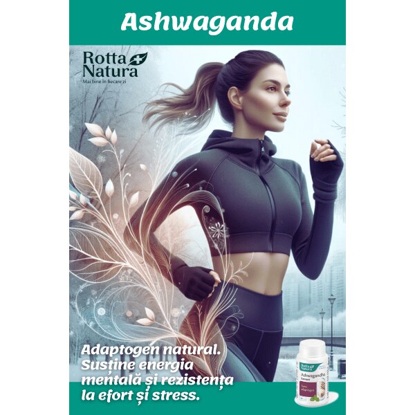 Supliment alimentar Rotta Natura Ashwagandha Extract, extract standardizat, 30 capsule