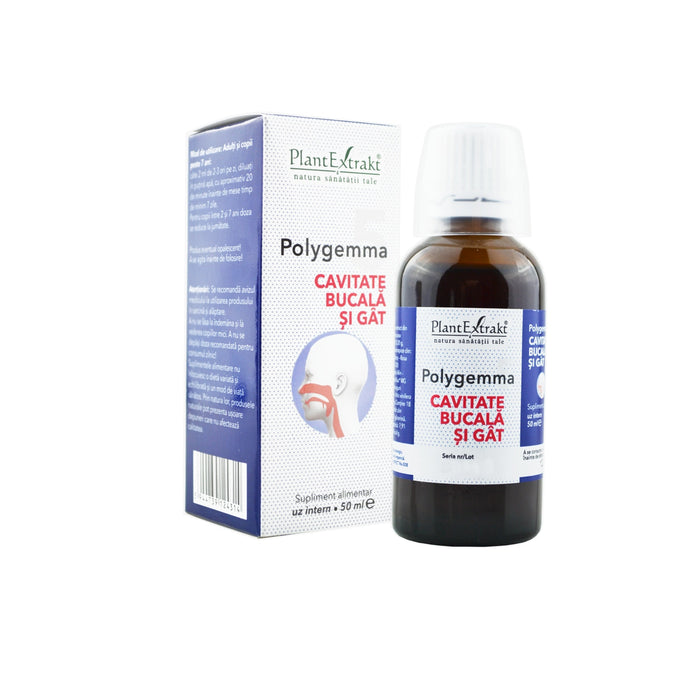 Supliment alimentar PlantExtrakt Polygemma 5 pentru cavitatea bucală și gât, 50 ml