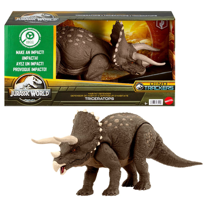 Figurină dinozaur Mattel Jurassic World Dino Trackers, Triceratops, 4+ ani