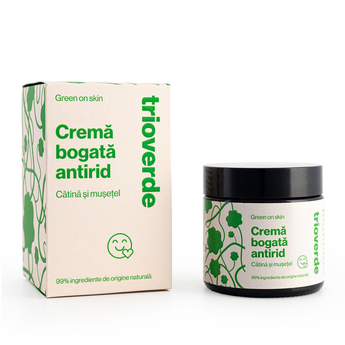 Cremă de față Trio Verde bogată, antirid, cu cătină și mușețel, 60 ml