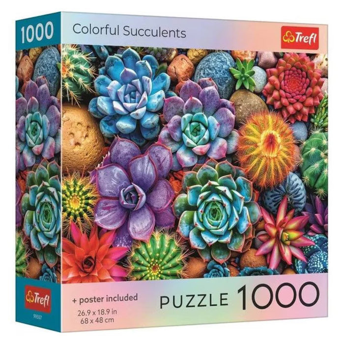 Puzzle Trefl, Colorful Succulents, 1000 piese, 68 × 48 cm, poster inclus