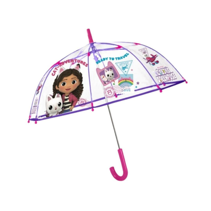 Umbrelă manuală copii, Gabby's Dollhouse, 74 cm, transparentă
