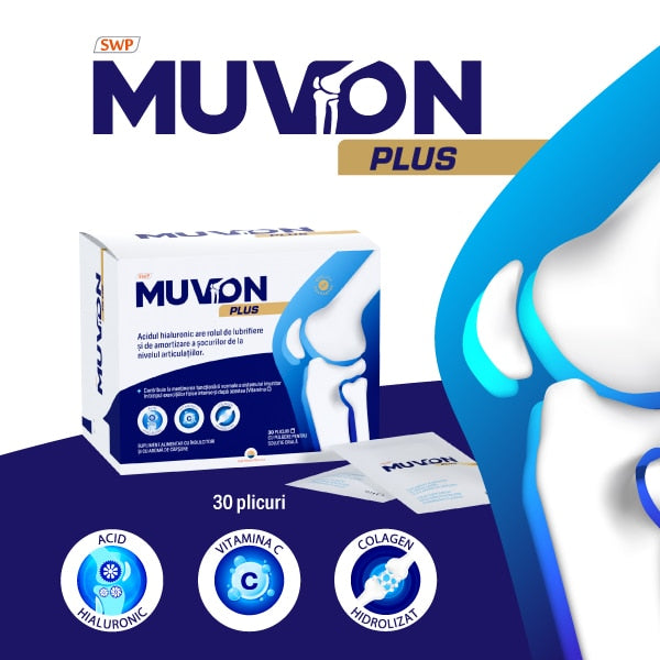 Supliment alimentar Sun Wave Pharma Muvon Plus, cu colagen hidrolizat și vitamina C, 30 plicuri