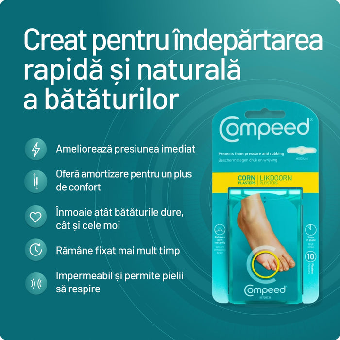 Plasturi pentru bătături profunde interdigitale Compeed, 10 bucăți