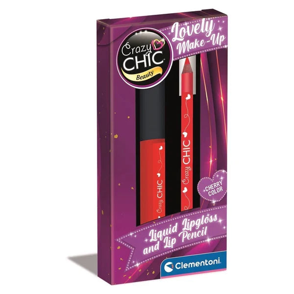 Set de machiaj Clementoni Crazy Chic, luciu de buze și creion de buze, culoare cireșe