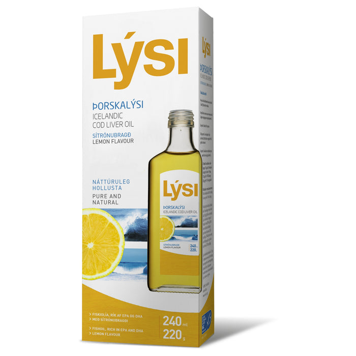 Supliment alimentar Lysi, ulei din ficat de cod cu aromă naturală de lămâie, 240 ml