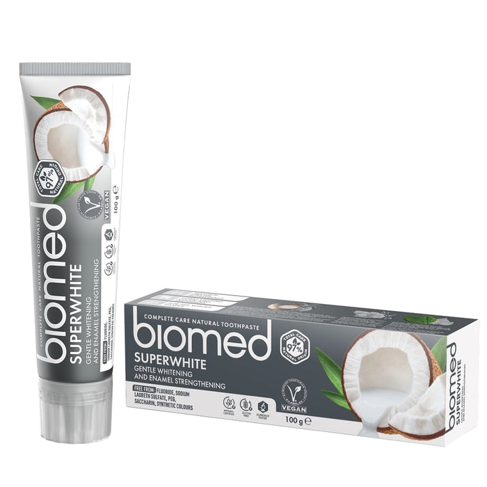 Pastă de dinți Biomed Superwhite, cu ulei de cocos și papaină, 100 g