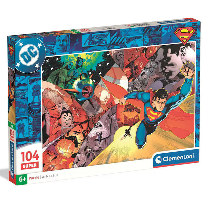 Puzzle Clementoni Superman 2025, 104 piese, 6+ ani, 48,5 × 33,5 cm