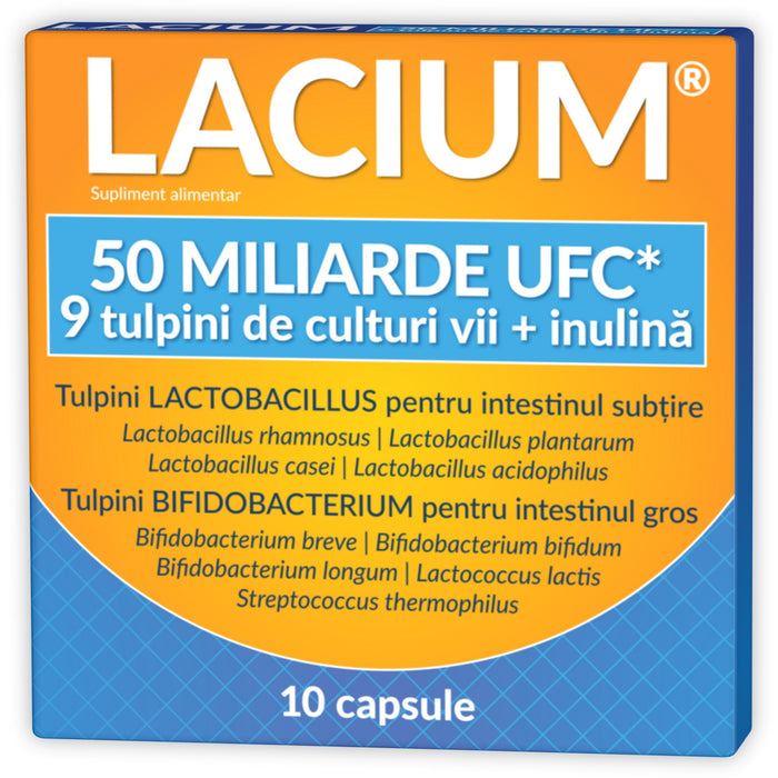Supliment alimentar Zdrovit Lacium, 50 miliarde UFC, 9 tulpini de culturi vii cu inulină, 10 capsule