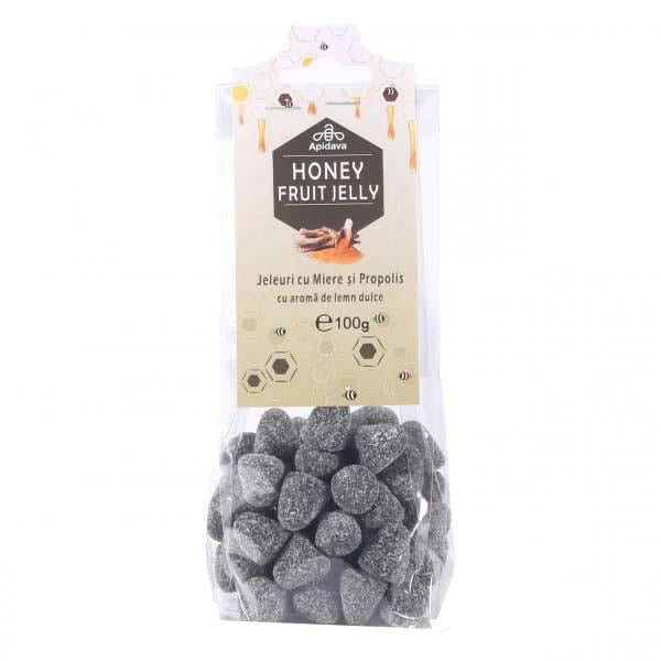 Jeleuri Apidava cu miere, propolis și aromă de lemn-dulce, 100 g