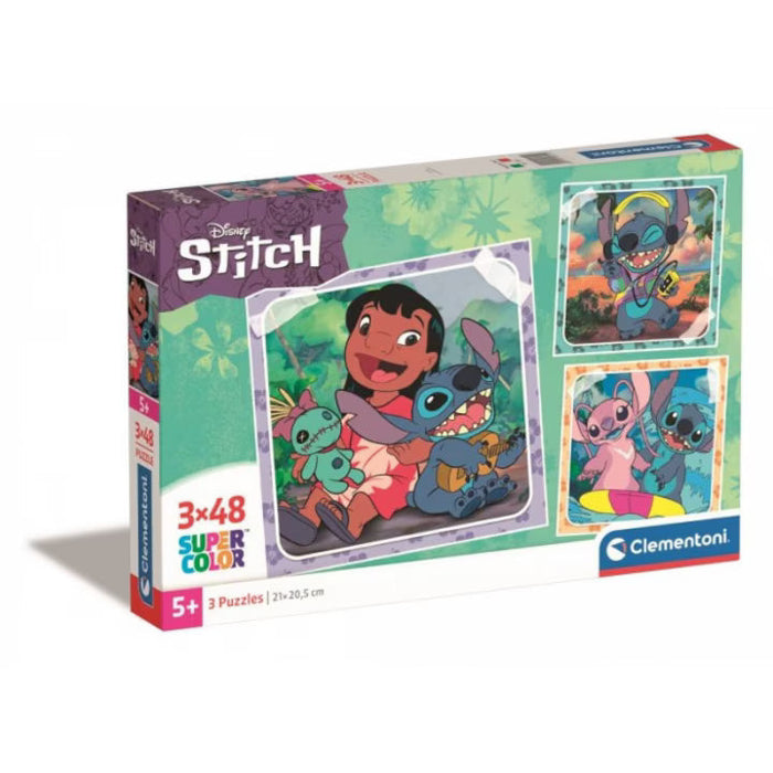 Puzzle Clementoni Stitch, 3 x 48 piese, 5+ ani