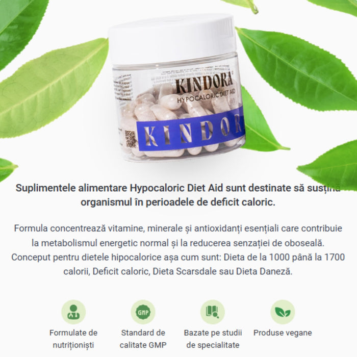Supliment alimentar Kindora Hypocaloric Diet Aid, pentru diete hipocalorice, 60 capsule