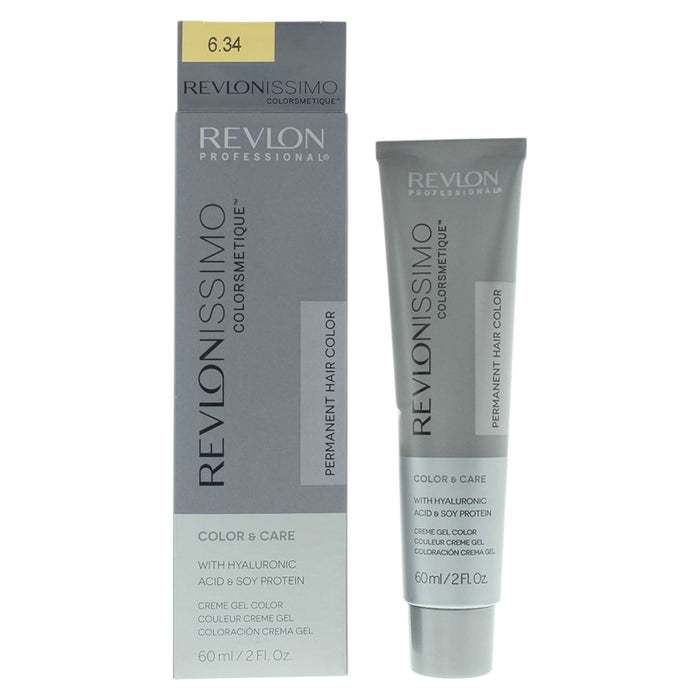 Vopsea permanentă de păr Revlon Revlonissimo Colorsmetique, nuanța 6.34 Dark Coppery Gold Blonde, 60 ml