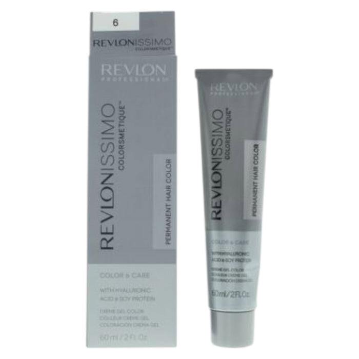 Vopsea permanentă de păr Revlon Revlonissimo Colorsmetique, cu acid hialuronic, nuanța 6 6 Dark Blonde, 60 ml