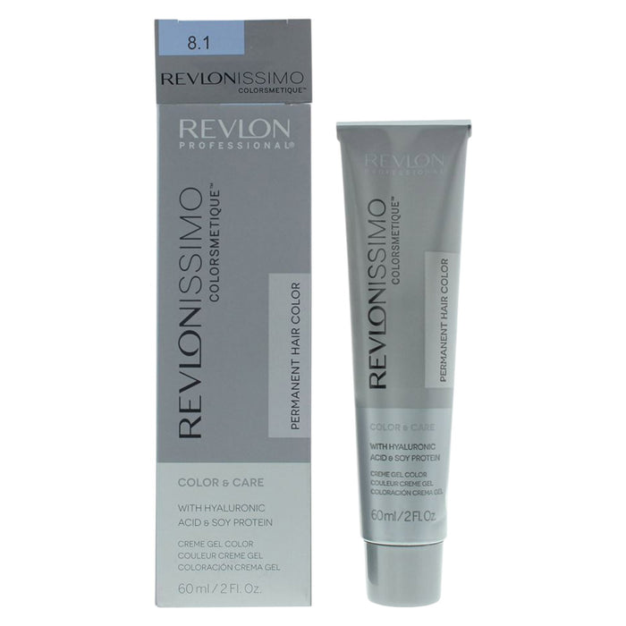Vopsea permanentă de păr Revlon Revlonissimo Colorsmetique, cu acid hialuronic, nuanța 8.1 Light Ash Blonde, 60 ml