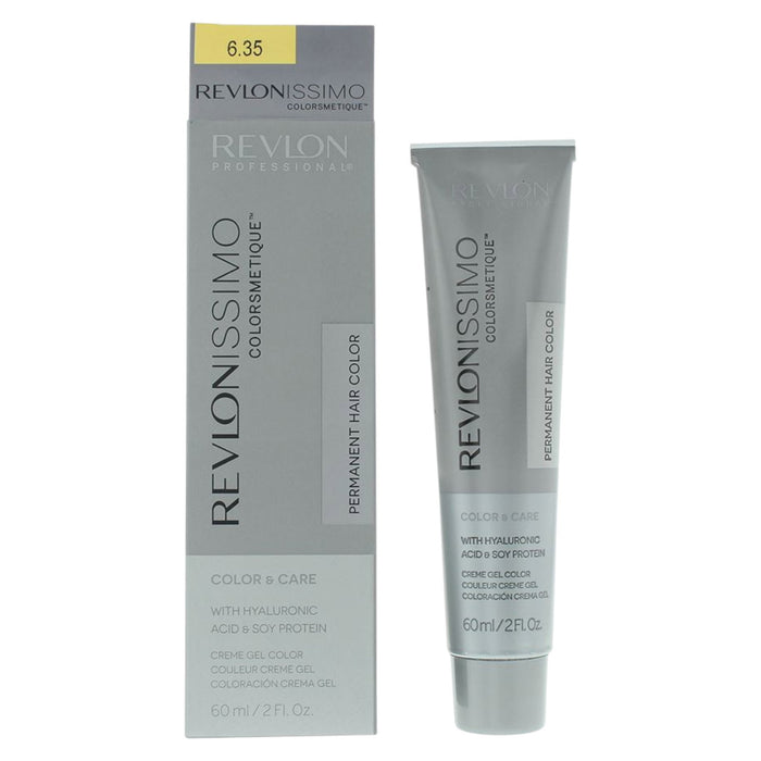 Vopsea permanentă de păr Revlon Revlonissimo Colorsmetique, nuanța 6.35 Dark Amber Blonde, 60 ml