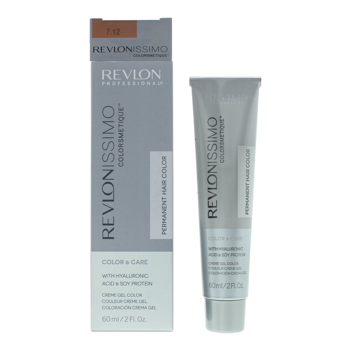 Vopsea permanentă de păr Revlon Revlonissimo Colorsmetique, nuanța 7.12 Pearly Beige Blonde, 60 ml