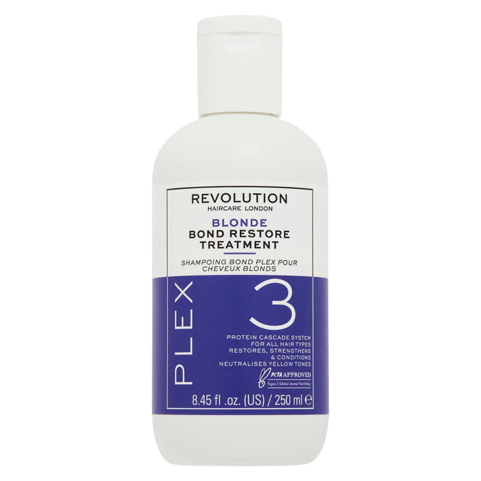 Șampon Revolution Haircare Blonde Plex 3, pentru păr blond, neutralizează tonurile galbene, 250 ml