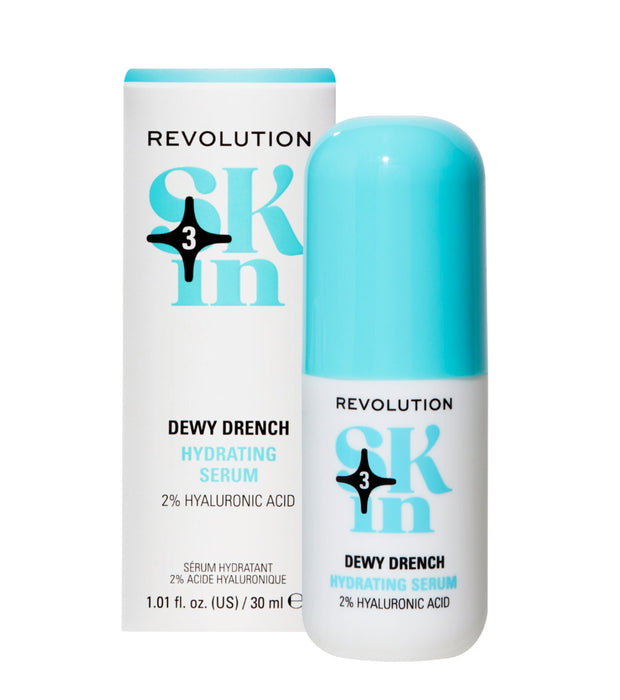 Ser de față Revolution Skincare Dewy Drench, cu acid hialuronic 2%, hidratant, 30 ml