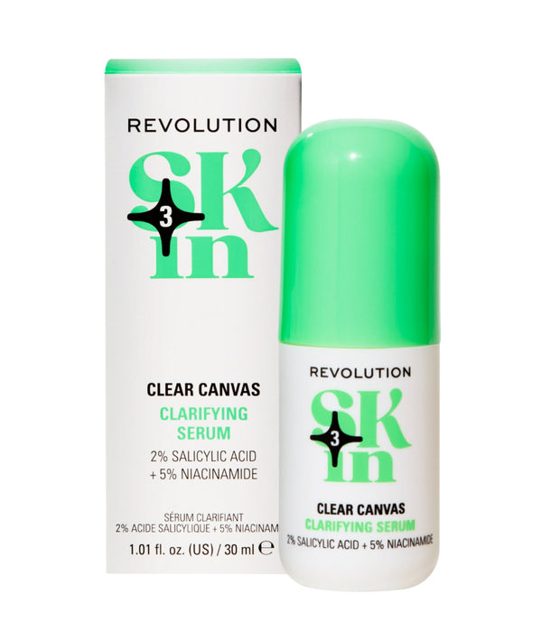 Ser de față Revolution Skincare Clear Canvas, clarifiant, cu 5% niacinamidă și 2% acid salicilic, 30 ml