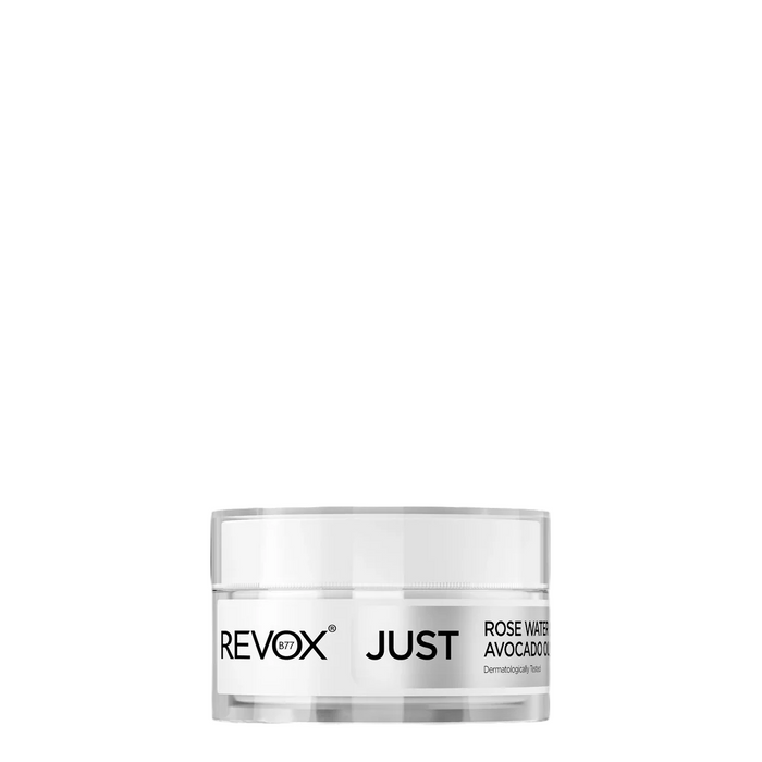 Cremă pentru conturul ochilor Revox B77 Just Rose Water Avocado Oil, hrănitoare, cu apă de trandafiri și ulei de avocado, 50 ml