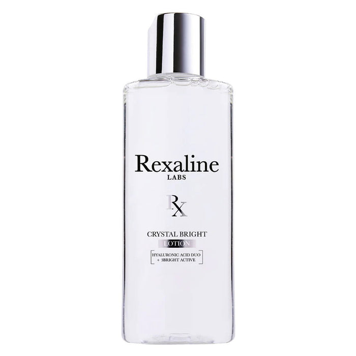 Loțiune exfoliantă Rexaline Crystal Bright, iluminatoare, cu acid hialuronic și 3 substanțe active luminoase, 150 ml, tester