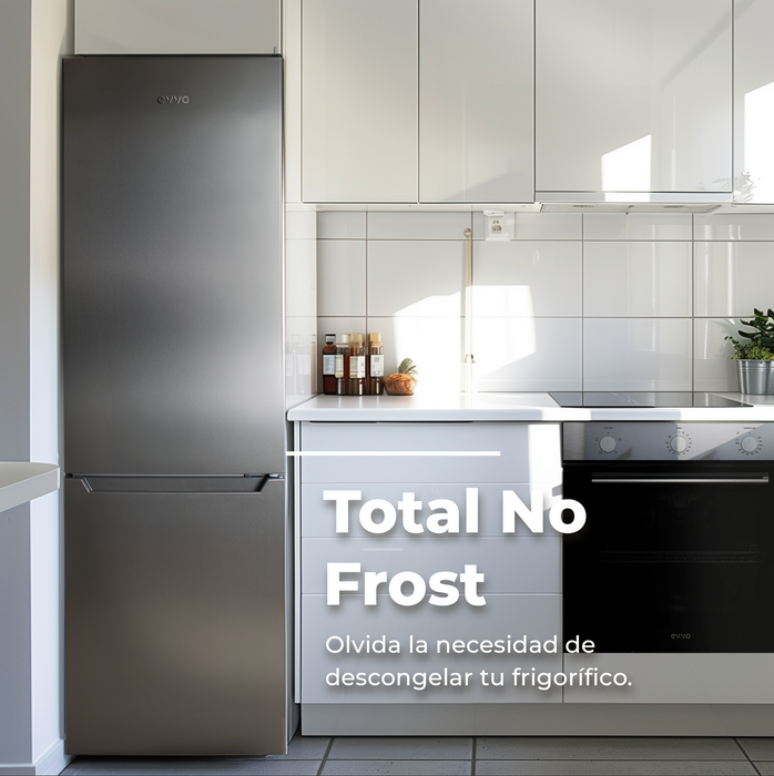 Frigider combină Cecotec EVVO F52X, 180 + 70 l, Total No Frost, 180 × 54 × 59 cm, inox