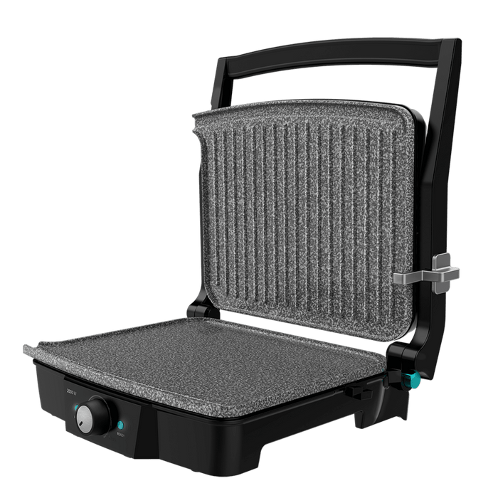 Grătar electric de contact Cecotec Rock’Ngrill 2000 Stone Ceramic Mix&Grill, 2000 W, 31,5 × 32 × 11 cm, negru