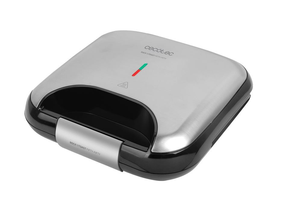 Sandvișier Cecotec Rock'Ntoast Fifty-Fifty, 750 W, 2 sandvișuri, 23 × 22 × 9 cm, oțel inoxidabil