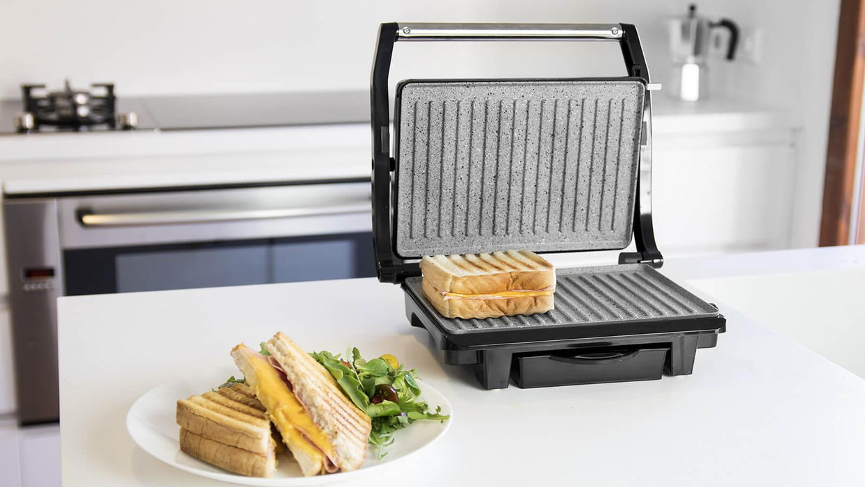 Grătar electric de contact Cecotec Rock'N Grill 1000 W Pro, 1000 W, suprafață 25,4 × 17,5 cm, oțel