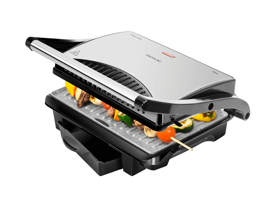 Grătar electric de contact Cecotec Rock'N Grill 1000 W Pro, 1000 W, suprafață 25,4 × 17,5 cm, oțel