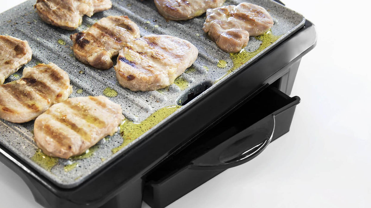 Grătar electric de contact Cecotec Rock'N Grill 1000 W Pro, 1000 W, suprafață 25,4 × 17,5 cm, oțel