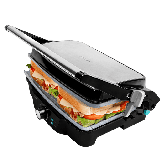 Grătar electric de contact Cecotec Rock’Ngrill 1500 Stone Ceramic Mix&Grill, 1500 W, negru